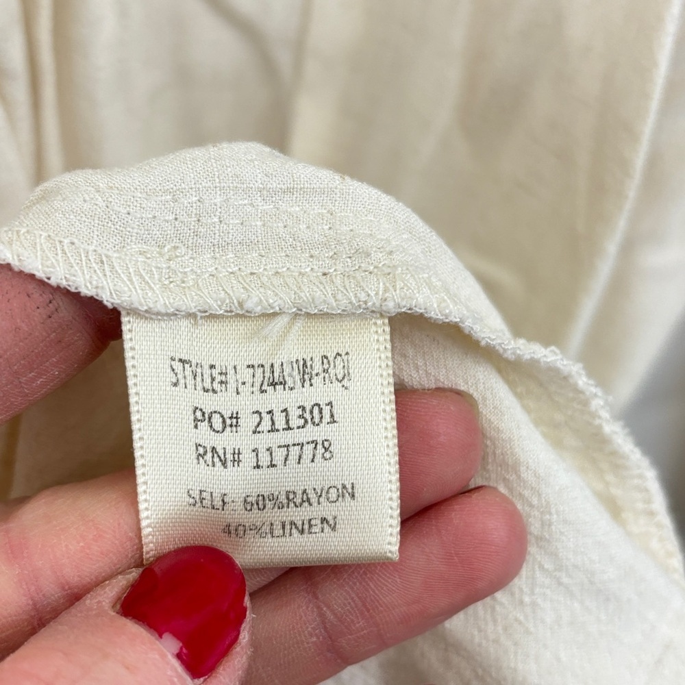 LOVESTITCH Boho Embroidered Cream Peasant Dress SZ L - Picture 4 of 4